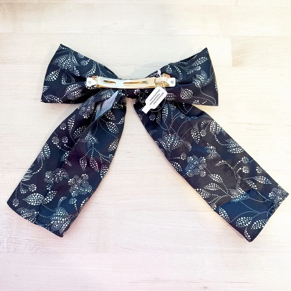 ANTHROPOLOGIE Oversized Black Hair Bow Barrette NEW
